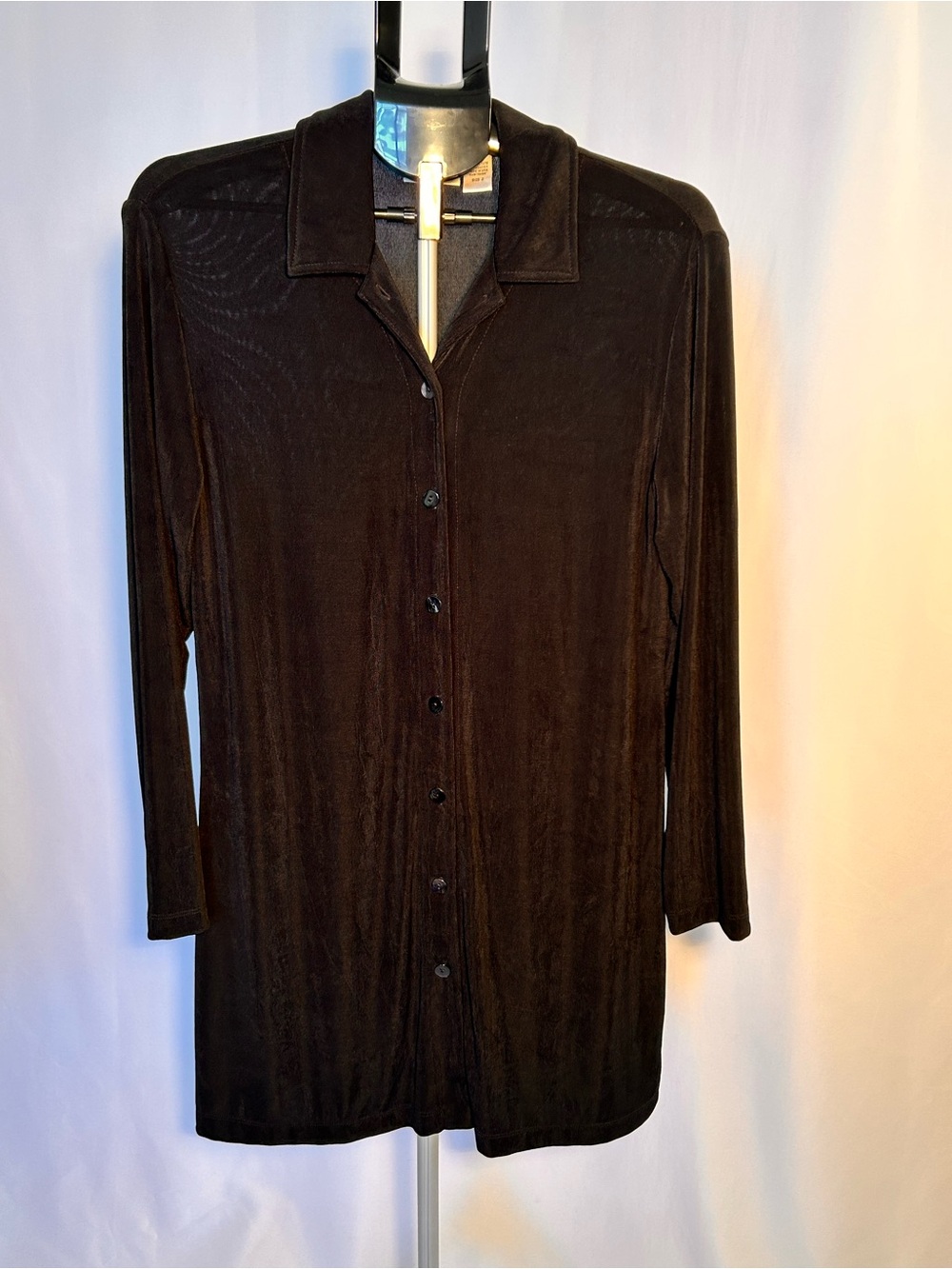 Chico's women's Long Sleeve Button-Down Shirt Jacket - Black